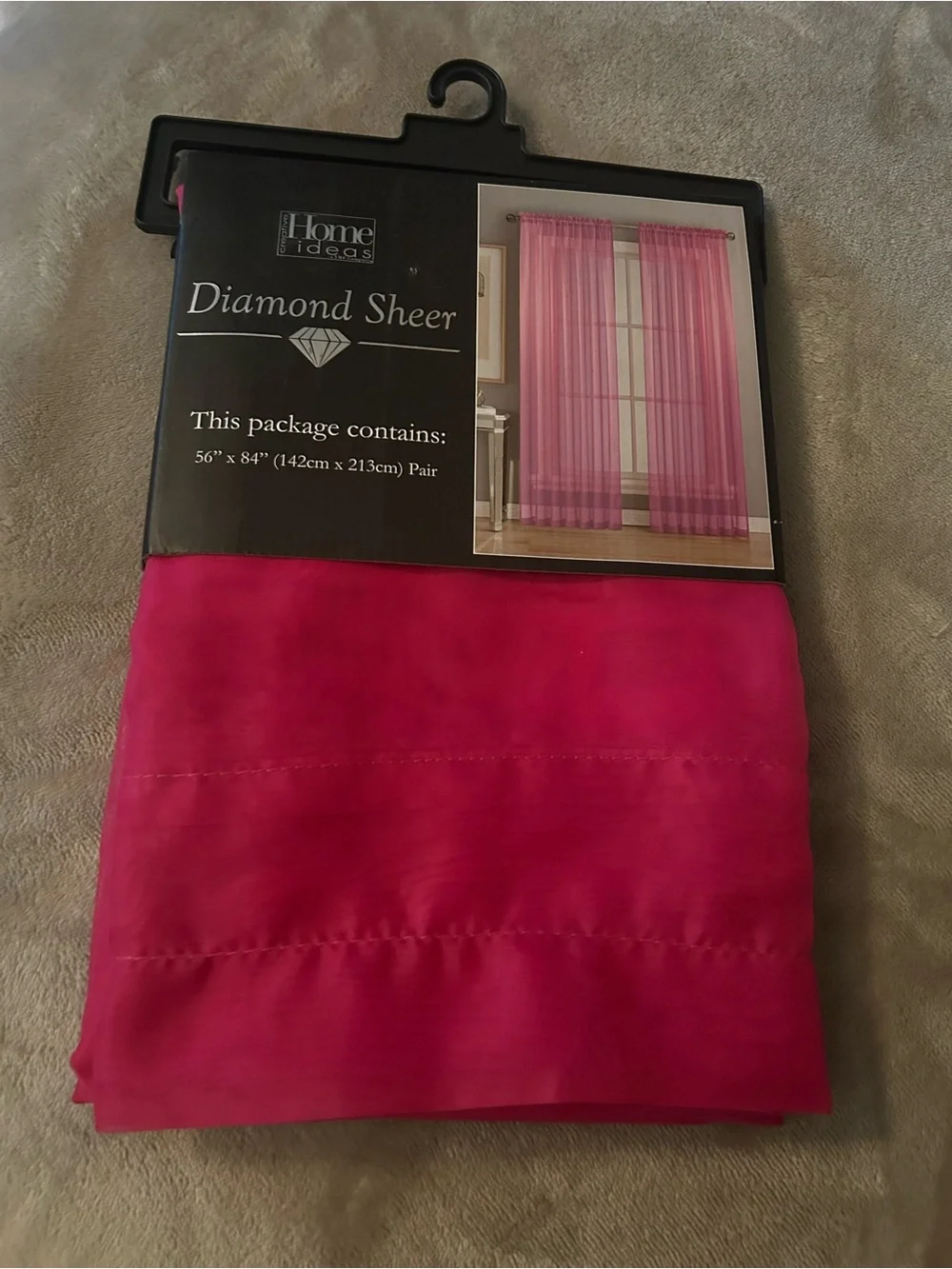 New Sheer Hot Pink Window Curtains- Hot Pink 56”x84” 2 Panels